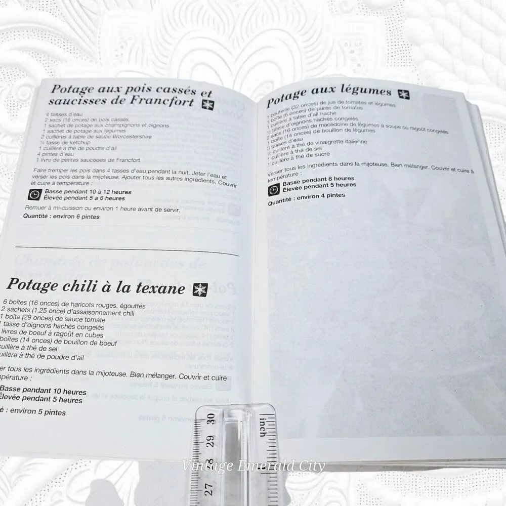 One Step Prep Slow Cooker Recipe Book English & French Language Vintage Booklet